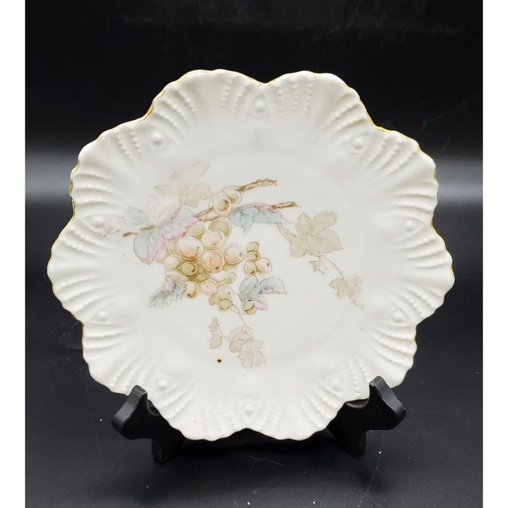 Antique CARLSBAD Austria BFHS‎ China Floral Leaf Shaped Decorative Plate 7.25
